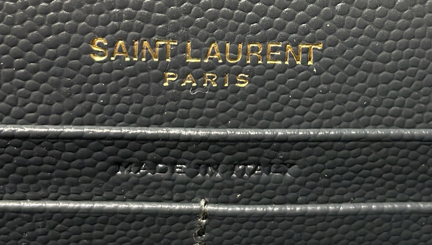 Saint Laurent Classic Monogram Wallet on Chain Matelasse Chevron Leather Small