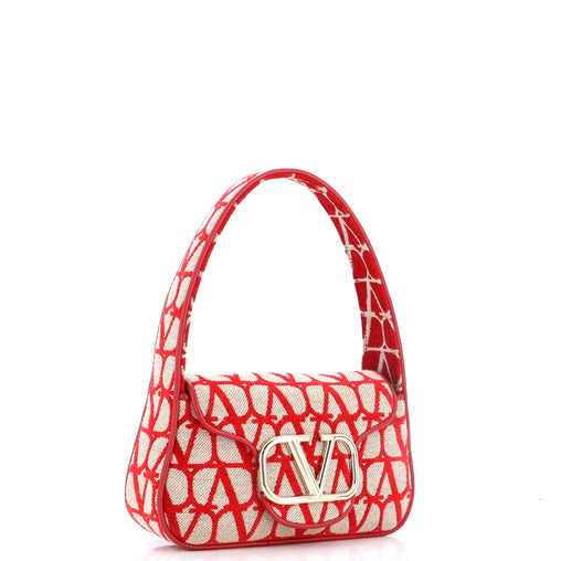 Valentino Garavani Vlogo Top Handle Flap Bag Toile Iconograph Fabric