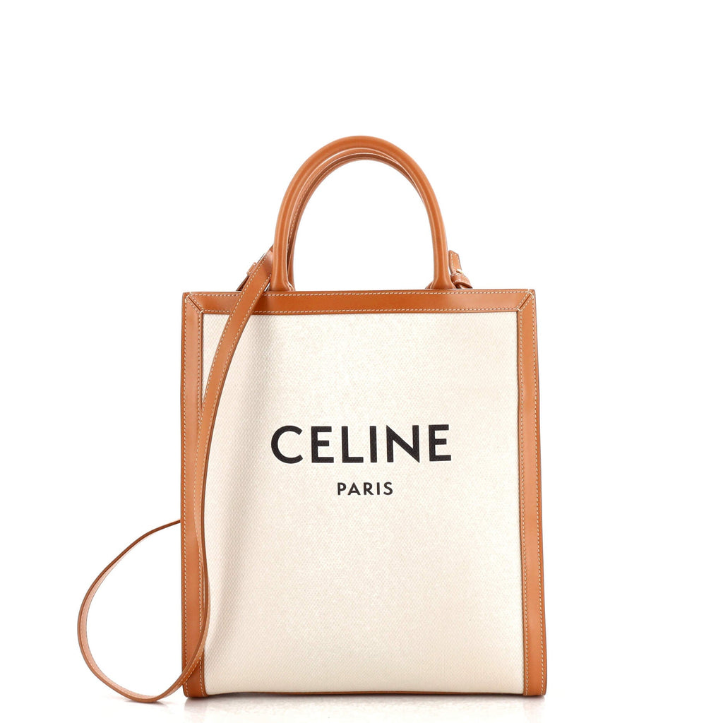 Celine Vertical Cabas Tote Canvas with Leather Small