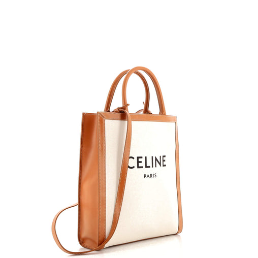 Celine Vertical Cabas Tote Canvas with Leather Small