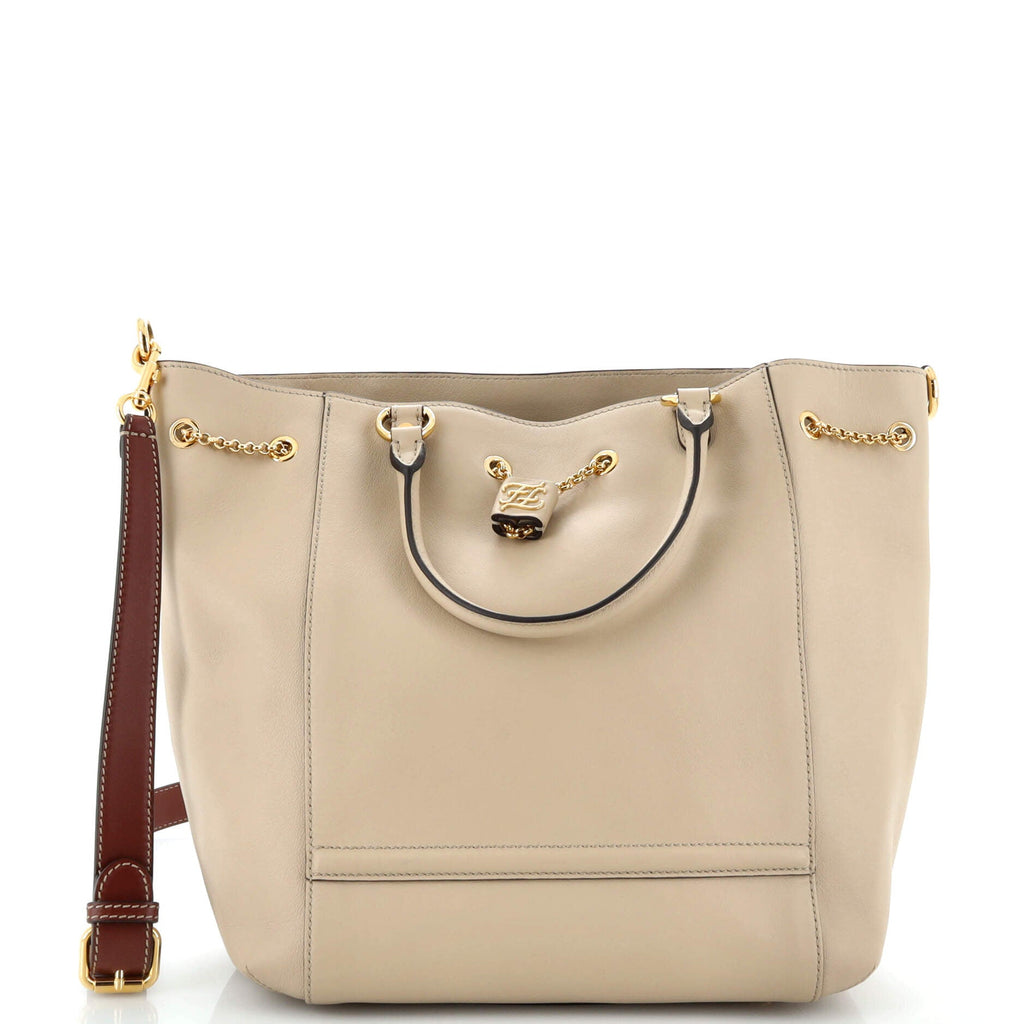 Fendi Karligraphy Chain Bucket Bag Leather Medium