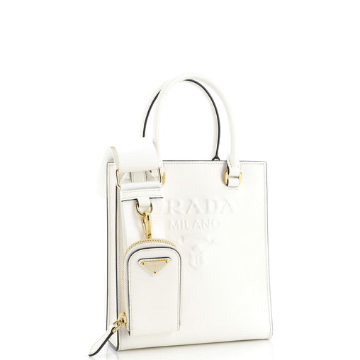 Prada Lux Embossed Logo Tote Saffiano Leather Small