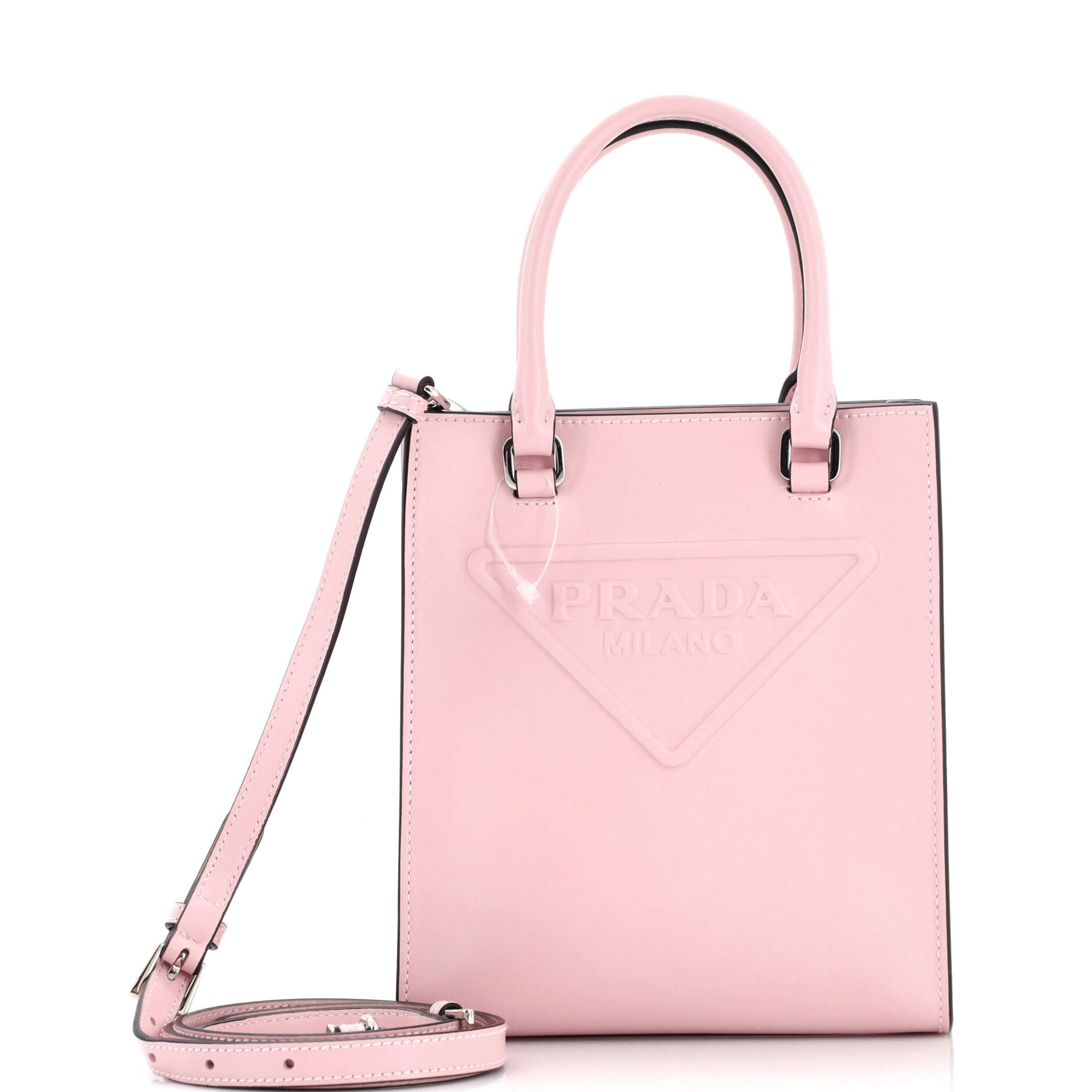 Prada Logo Drill Tote Leather Mini