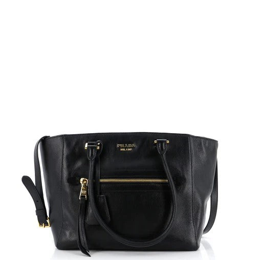 Prada Front Pocket Convertible Tote Glace Calf Small
