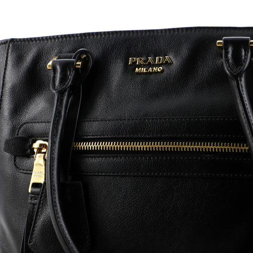 Prada Front Pocket Convertible Tote Glace Calf Small