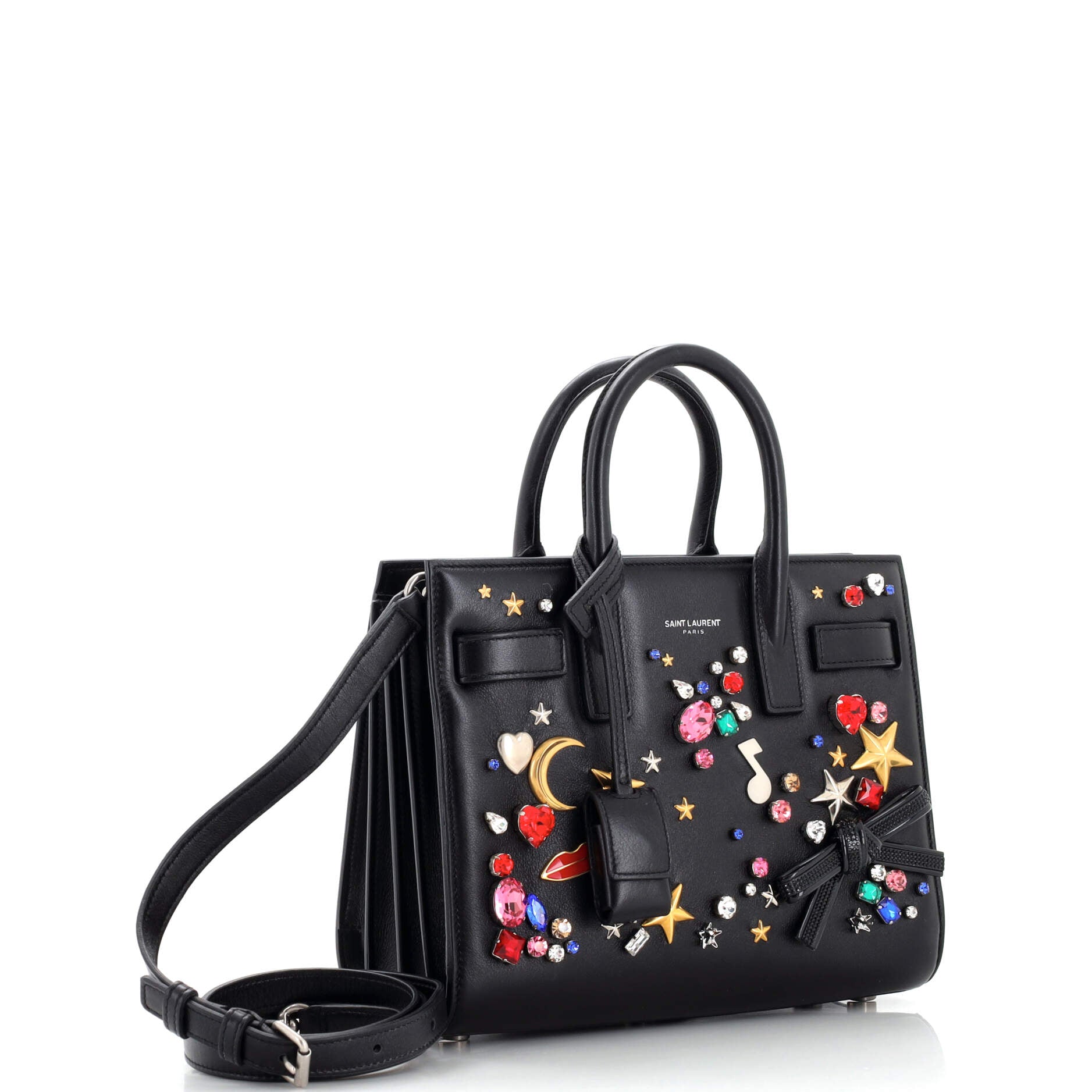 Saint Laurent Sac de Jour Bag Crystal Embellished Leather Nano