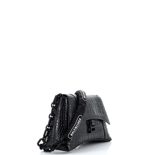 Balenciaga Downtown S Chain-Handle Shoulder Bag Crocodile Embossed Leather Small