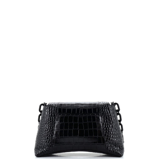Balenciaga Downtown S Chain-Handle Shoulder Bag Crocodile Embossed Leather Small