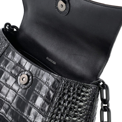 Balenciaga Downtown S Chain-Handle Shoulder Bag Crocodile Embossed Leather Small