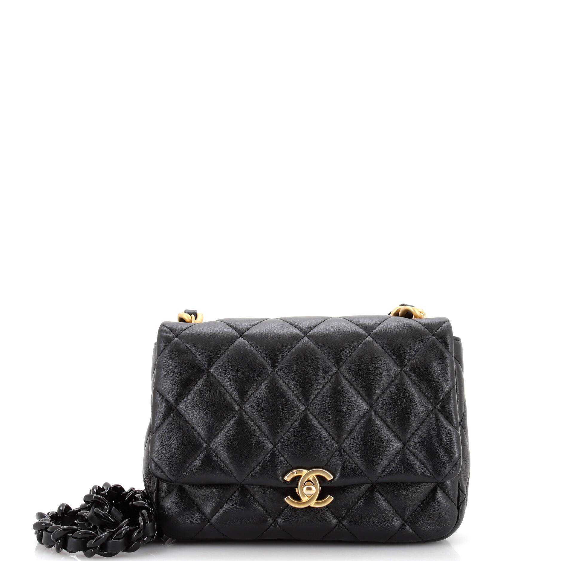 Chanel Lacquered Metal CC Flap Bag Quilted Lambskin Small