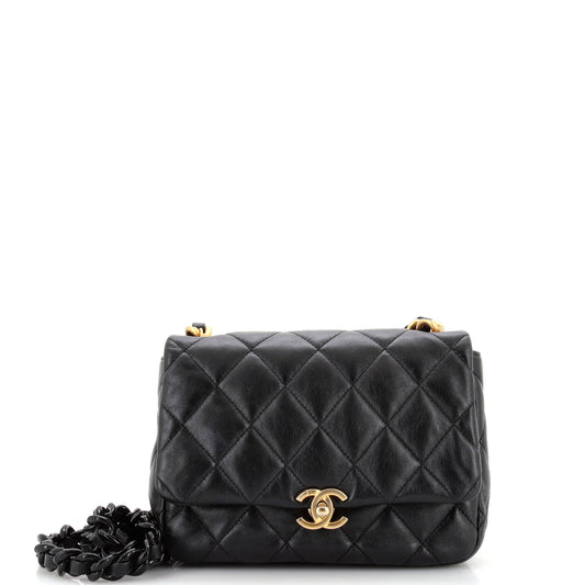 Chanel Lacquered Metal CC Flap Bag Quilted Lambskin Small