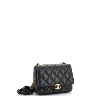 Chanel Lacquered Metal CC Flap Bag Quilted Lambskin Small