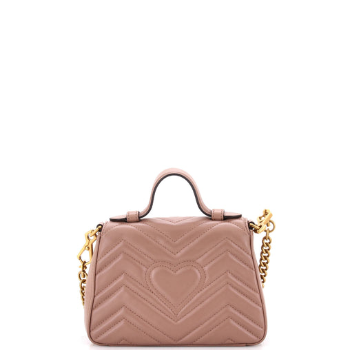 Gucci GG Marmont Top Handle Flap Bag Matelasse Leather Mini