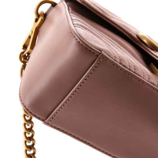 Gucci GG Marmont Top Handle Flap Bag Matelasse Leather Mini
