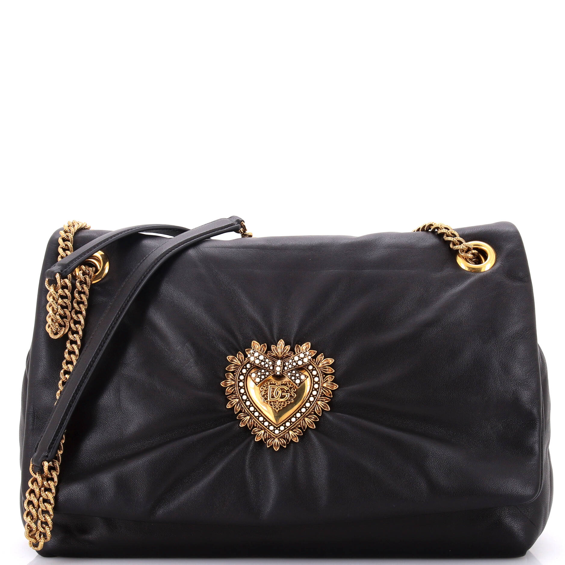 Dolce & Gabbana Devotion Soft Flap Shoulder Bag Leather Large