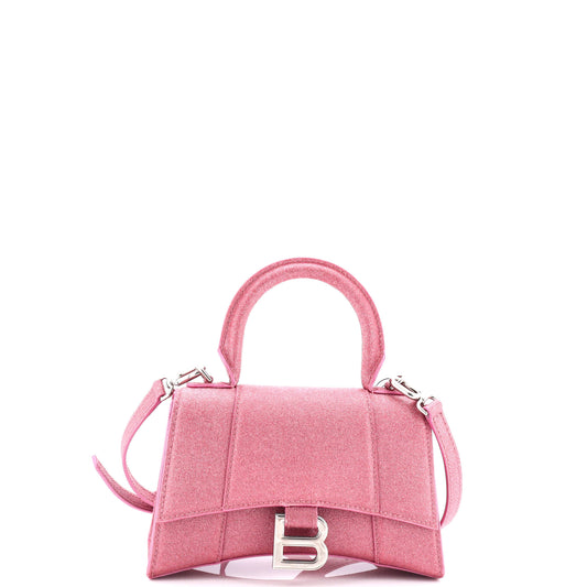 Balenciaga Hourglass Top Handle Bag Glitter Leather XS