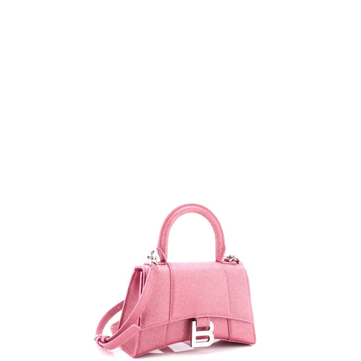 Balenciaga Hourglass Top Handle Bag Glitter Leather XS