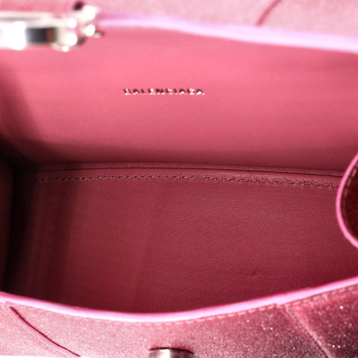 Balenciaga Hourglass Top Handle Bag Glitter Leather XS