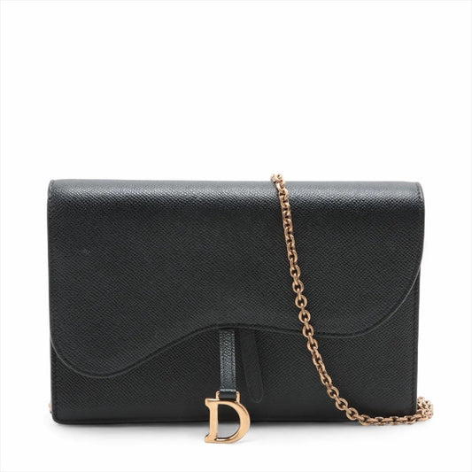 Dior Saddle Chain Wallet Black