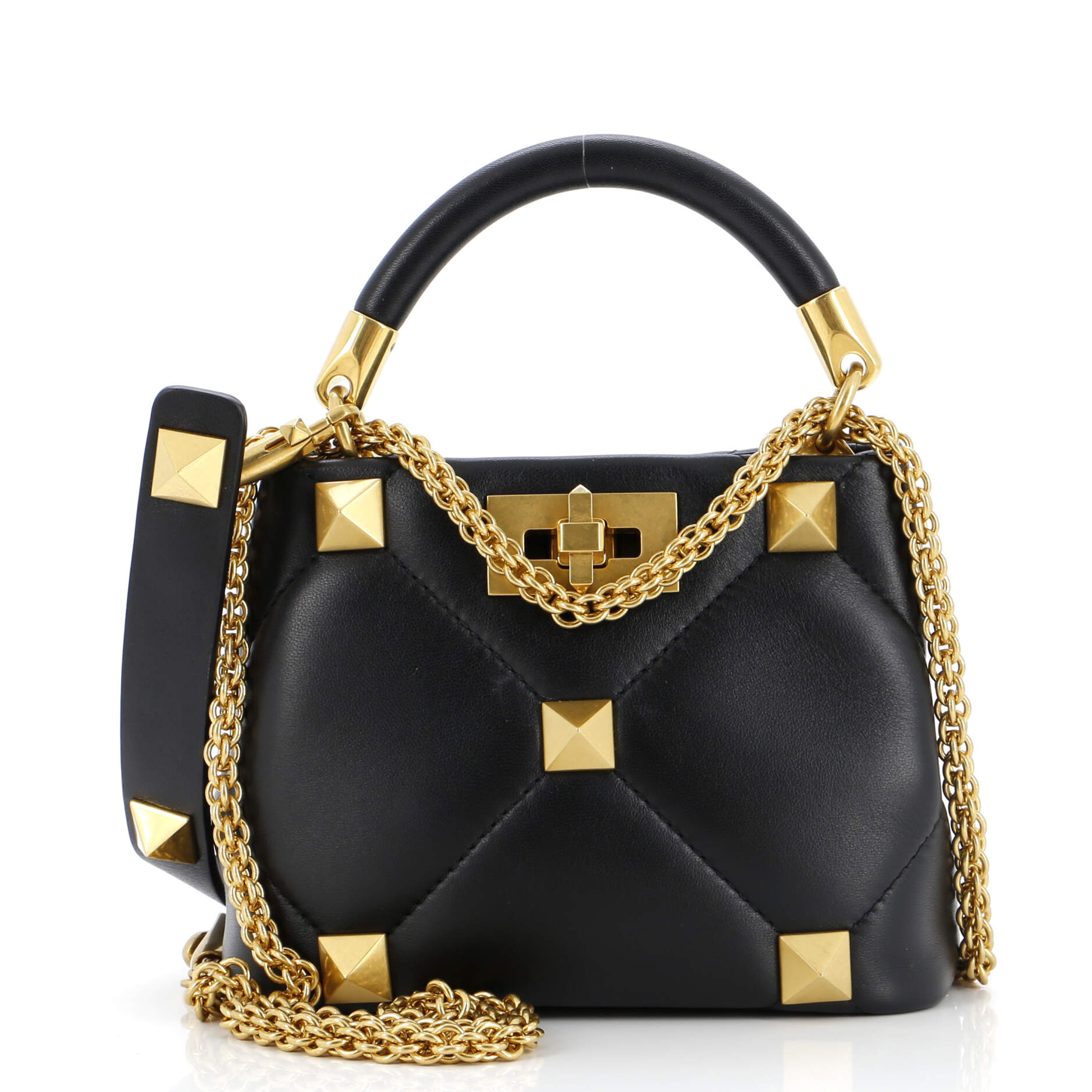 Valentino Garavani Roman Stud Top Handle Bag Quilted Leather Mini