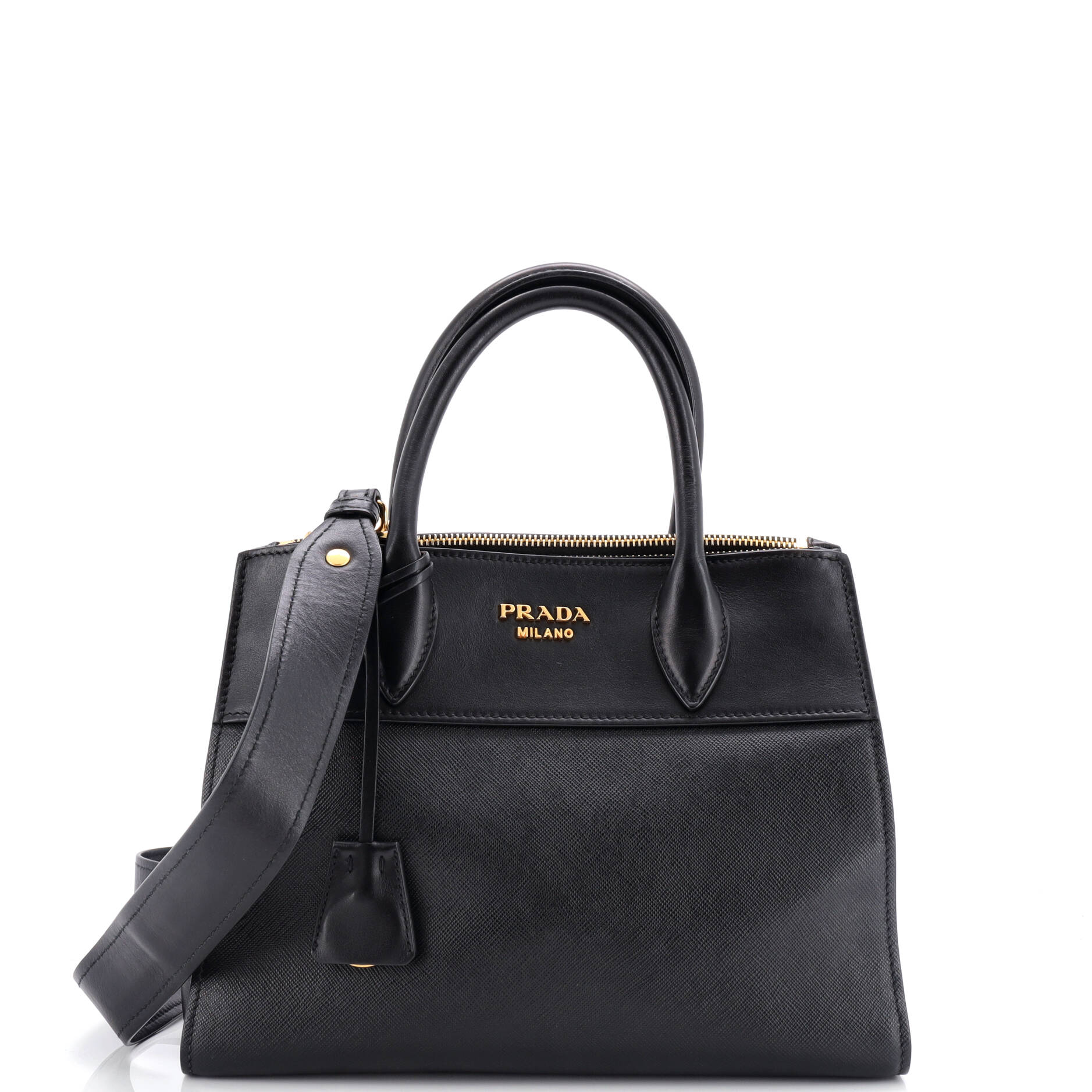 Prada Paradigme Tote Saffiano with City Calf Mini