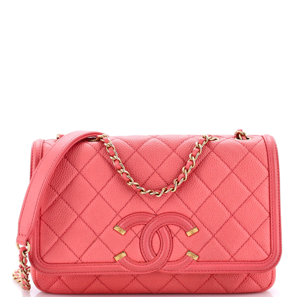 Chanel Filigree Flap Bag Quilted Caviar Small