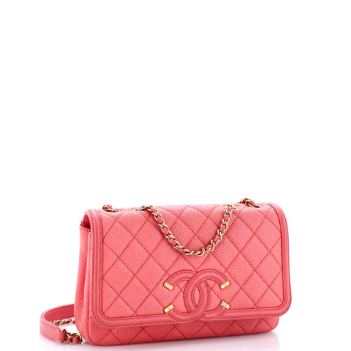 Chanel Filigree Flap Bag Quilted Caviar Small