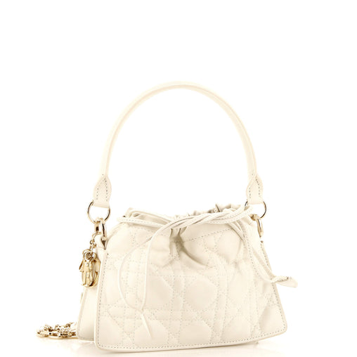 Christian Dior Milly Drawstring Chain Bag Cannage Quilt Lambskin Mini