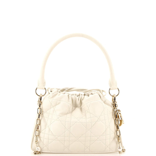 Christian Dior Milly Drawstring Chain Bag Cannage Quilt Lambskin Mini