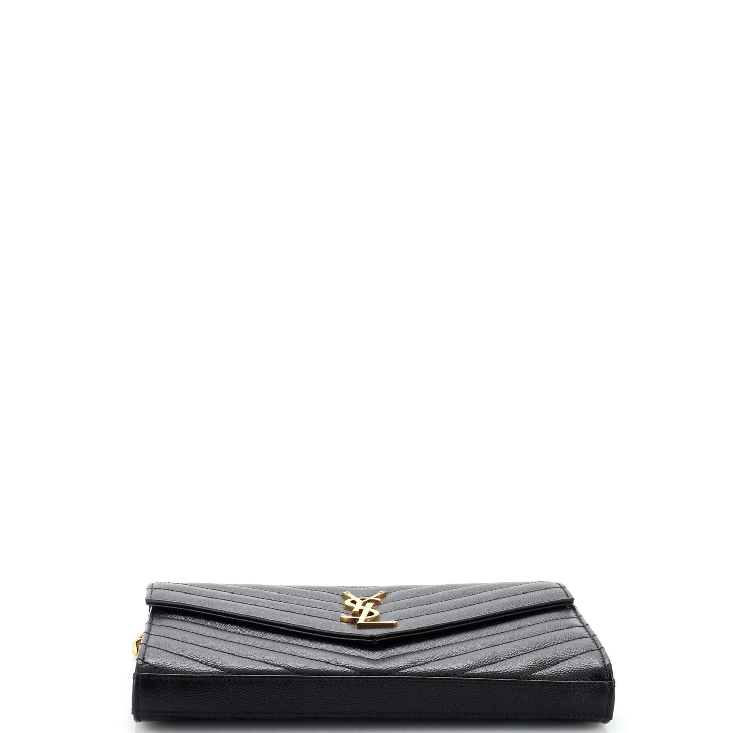 Saint Laurent Classic Monogram Wallet on Chain Matelasse Chevron Leather Medium