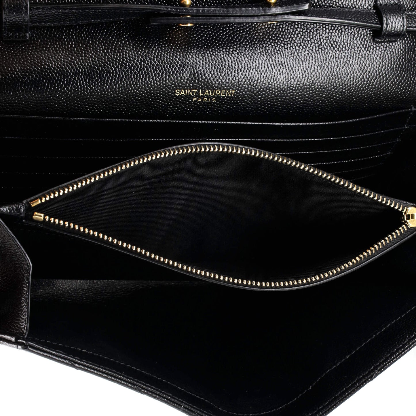 Saint Laurent Classic Monogram Wallet on Chain Matelasse Chevron Leather Medium