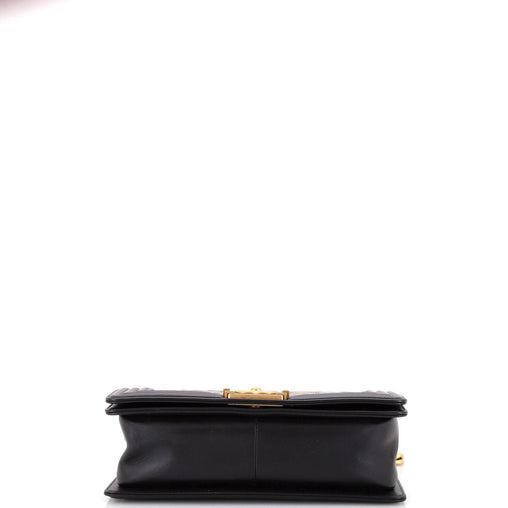 Chanel Boy Flap Bag Quilted Metallic Crumpled Goatskin Old Medium