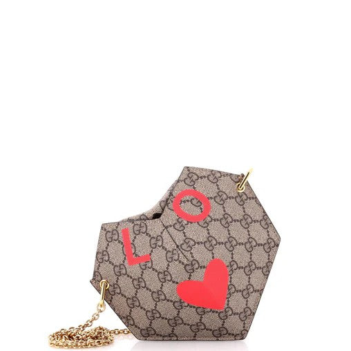 Gucci Valentine's Day Heart Bag Printed GG Coated Canvas Small