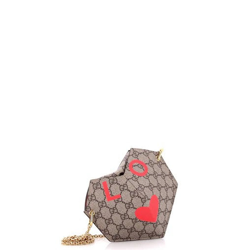 Gucci Valentine's Day Heart Bag Printed GG Coated Canvas Small