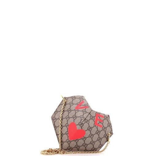 Gucci Valentine's Day Heart Bag Printed GG Coated Canvas Small