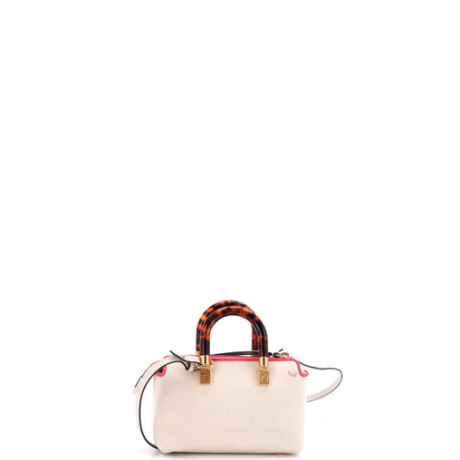 Fendi Logo By The Way Top Handle Bag Embroidered Canvas Mini