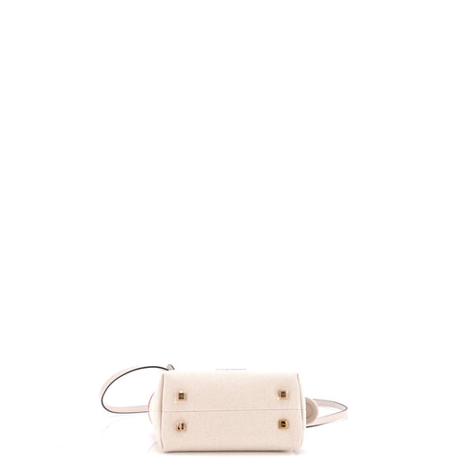 Fendi Logo By The Way Top Handle Bag Embroidered Canvas Mini