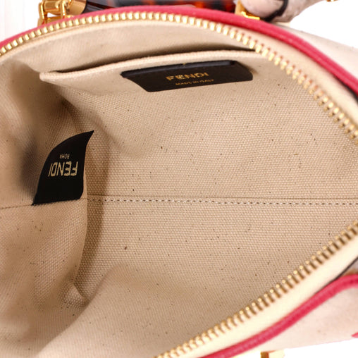 Fendi Logo By The Way Top Handle Bag Embroidered Canvas Mini