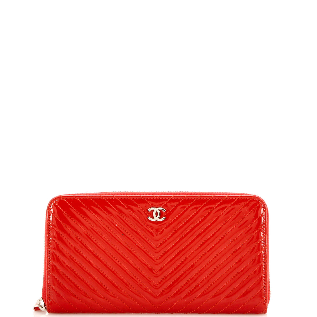 Chanel Zip Around Wallet Chevron Patent Long
