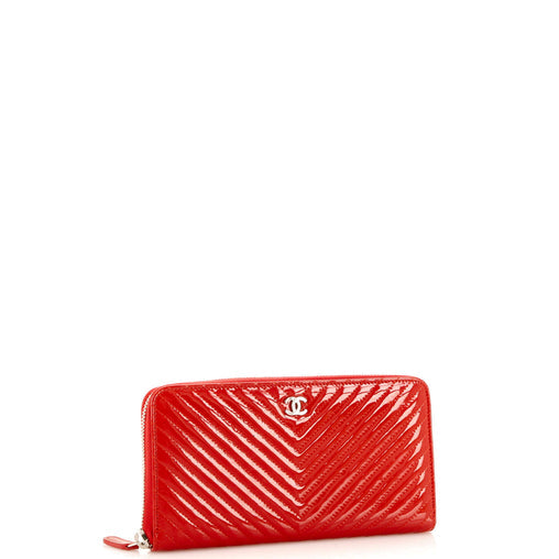 Chanel Zip Around Wallet Chevron Patent Long