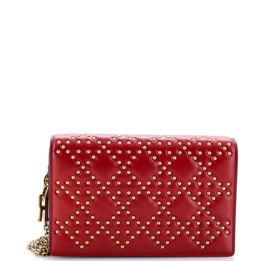 Christian Dior Lady Dior Wallet on Chain Pouch Cannage Studded Lambskin