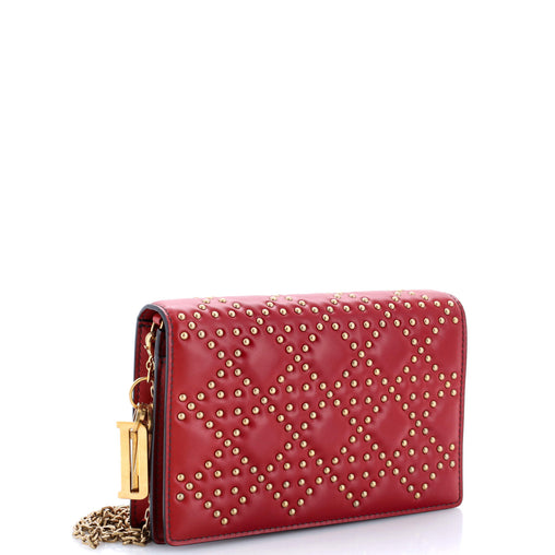 Christian Dior Lady Dior Wallet on Chain Pouch Cannage Studded Lambskin