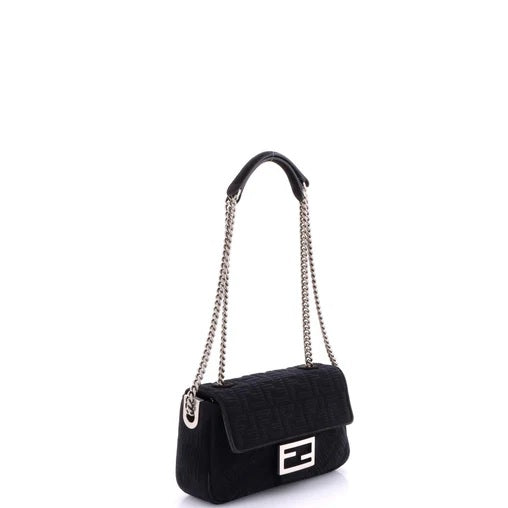 Fendi Midi Baguette Chain Bag Zucca Technical Mesh Medium
