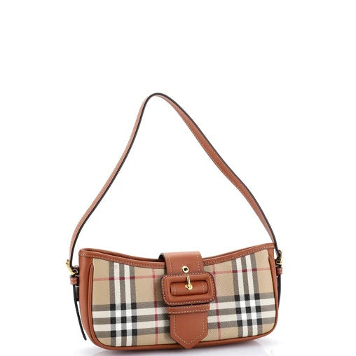 Burberry Buckle Sling Shoulder Bag Vintage Check Coated Canvas