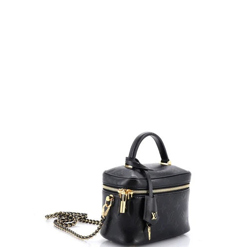 Louis Vuitton Vanity Handbag Monogram Ink Embossed Lambskin PM