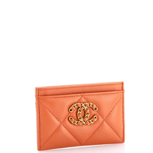 Chanel 19 Card Holder Quilted Leather