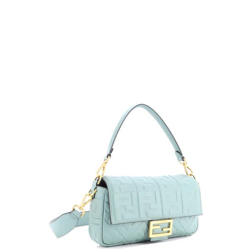 Fendi Baguette NM Bag Zucca Embossed Leather Medium