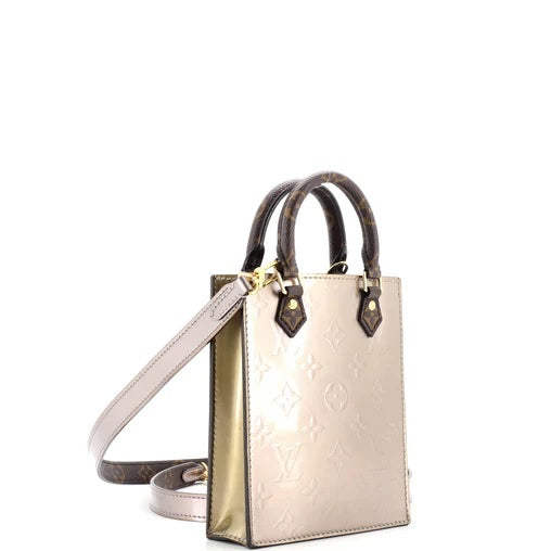 Louis Vuitton Petit Sac Plat Bag Monogram Vernis with Monogram Canvas