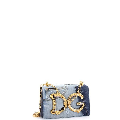 Dolce & Gabbana DG Girls Flap Bag Patchwork Denim Small