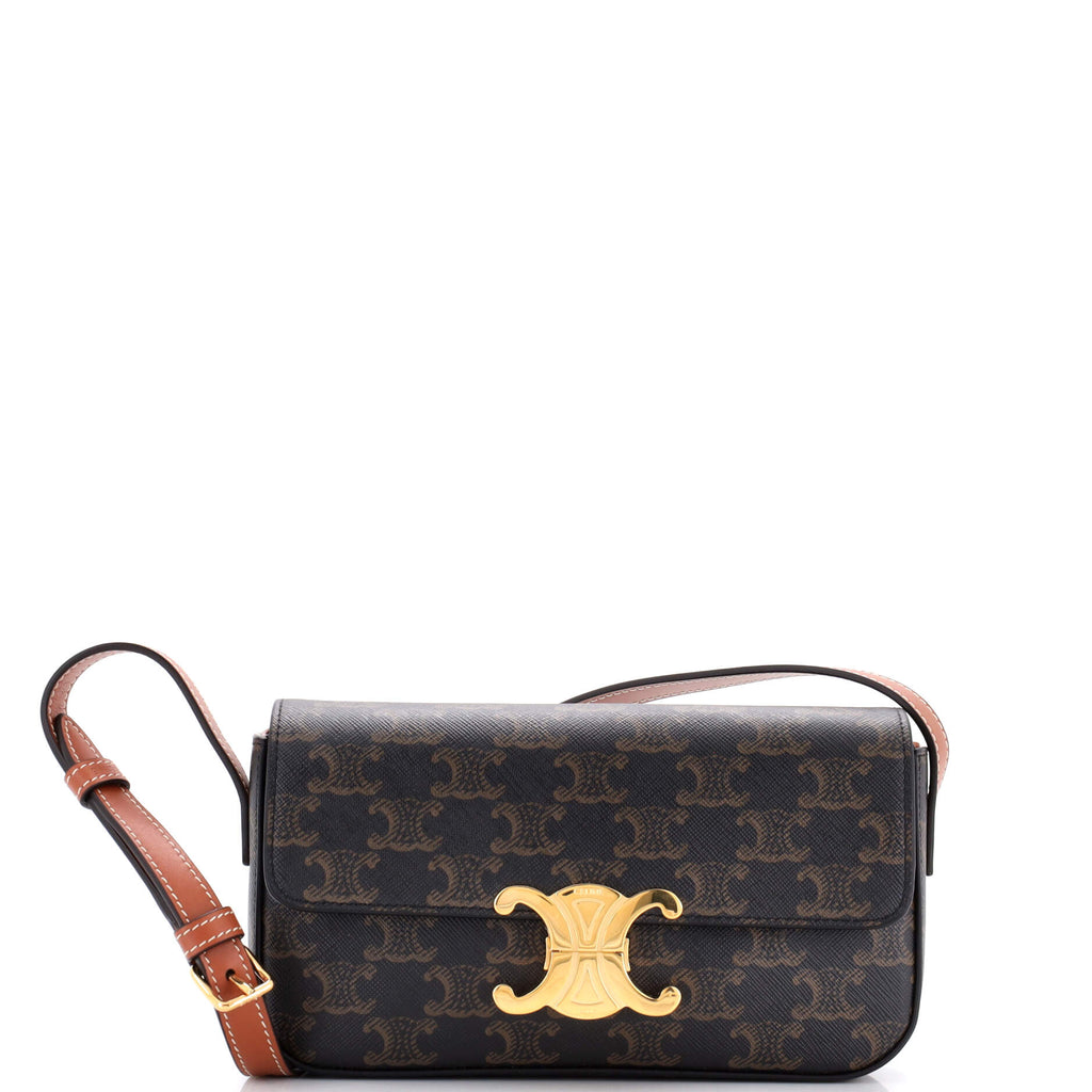 Celine Triomphe East-West Shoulder Bag Triomphe Coated Canvas